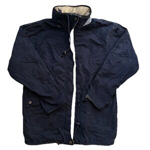 VTG 90s French Country Express Chore Barn Jacket Womens Sz Large? Navy Hooded